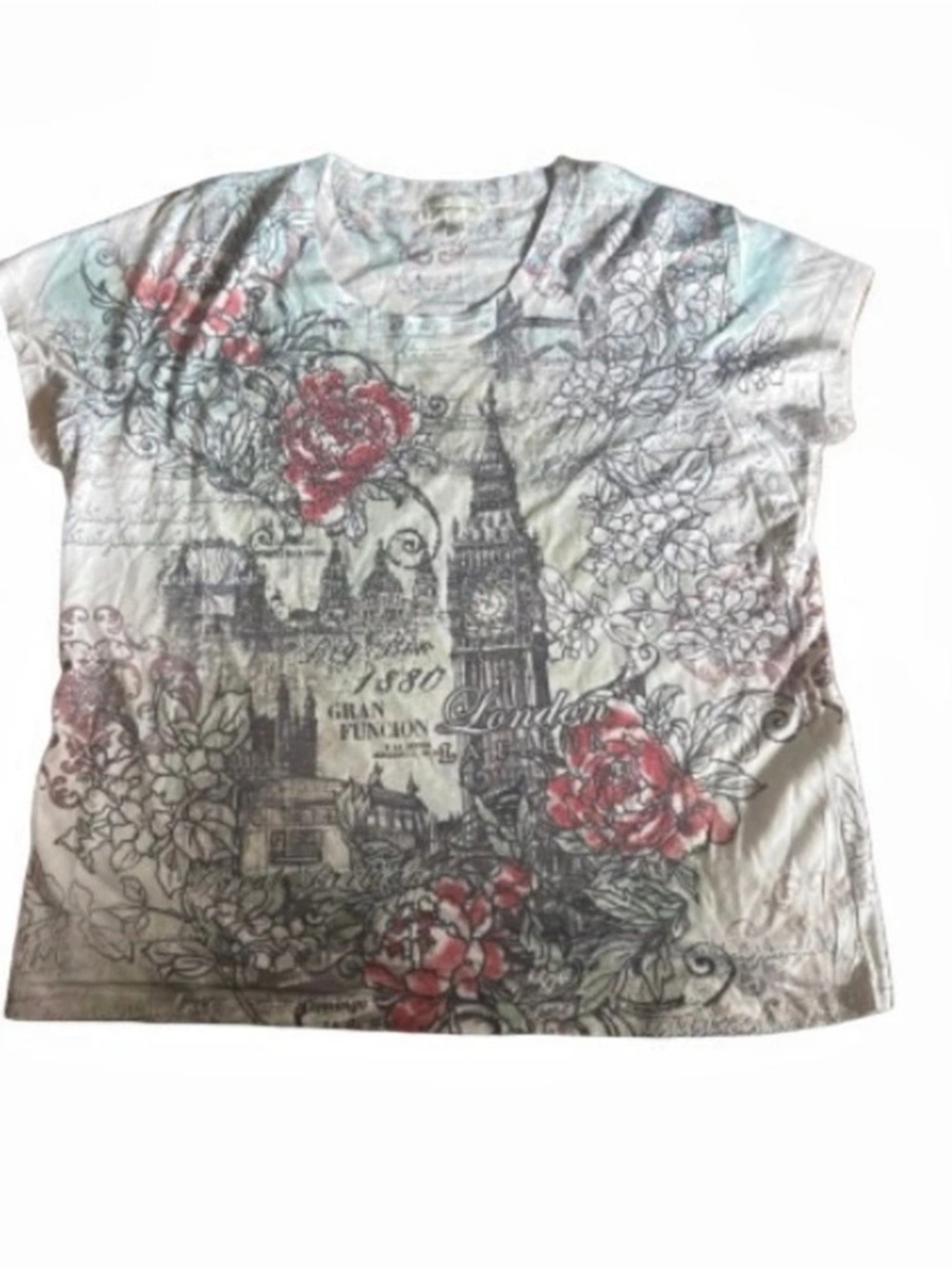 dressbarn Graphic London Floral Tee 2X